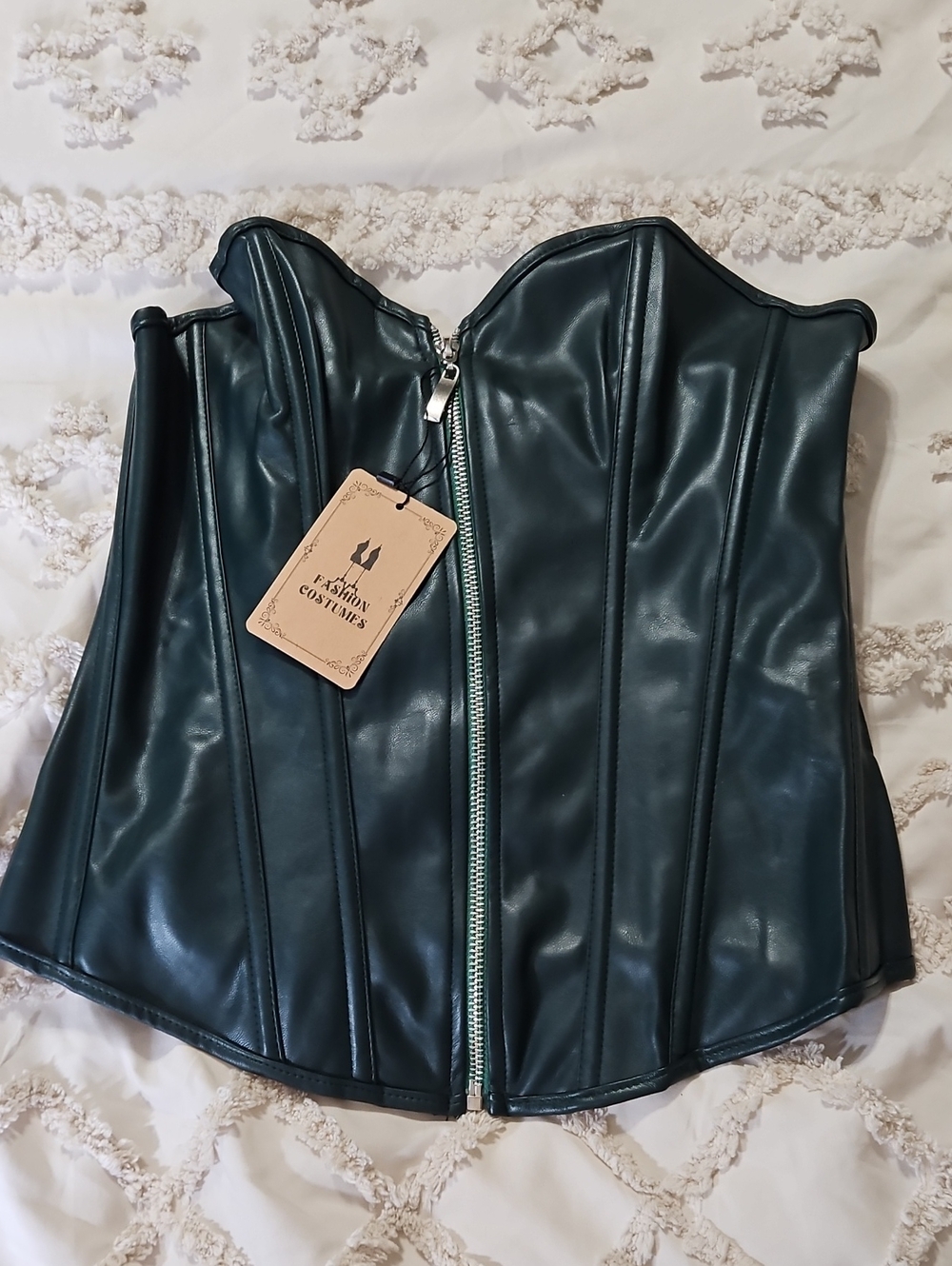 Faux Leather Corset Top in Deep Teal